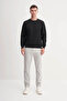 Herringbone Patterned Quilted Jacquard Regular Fit Black Men's Sweatshirt 53395