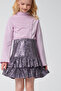 Pink Ruched Blouse and Sparkly Skirt Set - 2