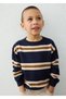 Navy Blue Boys' Striped Sweater 4303
