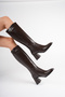 Women's Bitter Brown Thick Heeled Boots - 5