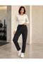 Women's Black Elastic Waist Tie-Up Soft Textured Slim Leg Sports Sweatpants - 2