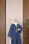 Women's V-Neck Accessory Waist Tie Denim Jeans Kimono - 3