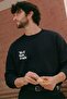 Men's Oversize Sweatshirt Trust Your Vision Printed Black – Crew Neck, 3 Thread Raster Fleece - 6