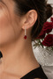 Oval Cut Red Stone Dangle Evening Dress Stylish Earrings (Gold Color) - 2