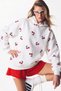 Women's Oversize Hoodie Cherry Pop Printed White – Hooded, Kangaroo Pocket, 3 Thread Raster Fleece