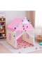 Princess Pink Kids Play Tent with Spacious House Design, Soft Curtain Entrance, Decorative Fairy Lights, Colorful Ball Garland and Canopy Roof, Indoor Pretend Playhouse for Girls, Toddlers, Bedrooms a