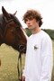 Men's Oversize Sweatshirt Howdy Rider Printed White – Crew Neck, 3 Thread Raster Fleece