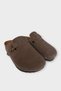 Men's Buckle Detailed Cork Anatomical Sole Slippers Brown - 6