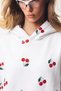 Women's Oversize Hoodie Cherry Pop Printed White – Hooded, Kangaroo Pocket, 3 Thread Raster Fleece - 3