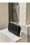 Black Shiny Metallic Skin Leather Silver Metal Detailed Stone Handle Chain Strap Women's Evening Dress Bag Wedding Engagement Graduation - 2