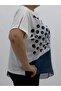 Plus Size Floral Applique Pearl Stone Detailed Patterned Women's Blouse with Mesh Skirt Hem - 5