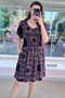 Women's Patterned Summer V-Neck Midi Length Short Sleeve Dress 12C-2421 - 3