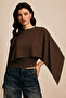 Asymmetrical Poncho Cape Detailed Viscose Blouse - 3