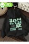 Hawaii Surfing Printed Premium Oversize 3 Thread Soft Hooded Sweatshirt Hoodie
