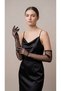 Black Polka Dot Lace Long Women's Gloves – Wedding Dress, Bride, Marriage, Wedding, Engagement, Henna, Prom, Event, Party, Henna Night, Costume, Bride, Graduation, Bachelorette Photo Shoot Accessory Gloves - 3