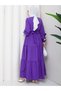 Embroidery Detailed Asel Hijab Dress Purple - 3