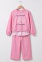 Girl's Printed Sweatshirt and Wide-Leg Sweatpants Set - 4