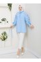 Seda Ruffled Sleeves Tunic Baby Blue