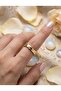 Gold Color Plated Solitaire Ring with Stone and Wedding Band - 4