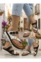 Women's White Black Flip-Flop Buckle Slippers - 2