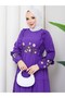 Embroidery Detailed Asel Hijab Dress Purple