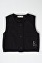 Elephant Embroidered Vest Black