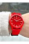 Special Design Red Color 3 Atm Miyota Movement Soft Touch Silicone Cord Unisex Wristwatch 8688Dg - 3