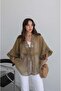 Oil Green Transparent Blouse with Tie Detail - 4