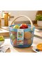 Mesh Storage Basket with Wooden Handle, Round, Blue - 2