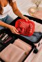 Red Transparent Zigzag Patterned Makeup Bag – Cosmetic and Personal Care Organizer - 3