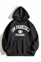 San Francisco Thick Winter Sweatshirt - Black Printed Oversized Hoodie