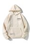 3 İplik the Happiest Thick Winter Sweatshirt - Beige Printed Oversize Hoodie with Pockets