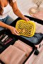 Yellow Transparent Zigzag Patterned Makeup Bag – Cosmetic and Personal Care Organizer - 3