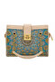 Authentic Woven Women's Shoulder Bag – Traditional Carpet Motif Patterned Fabric, Gold Color Chain Strap Handbag - 2