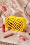 Yellow Transparent Zigzag Patterned Makeup Bag – Cosmetic and Personal Care Organizer - 5