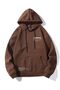 3 İplik the Happiest Thick Winter Sweatshirt - Brown Printed Oversize Hoodie with Pockets