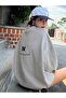 N Naivete Thick Winter Sweatshirt - Gray Printed Oversized Crew Neck
