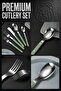 Korean Style Retro 18/10 Stainless Steel 10-Piece Fork Spoon Knife Set, Green Carbon Pure Handle Dinnerware Set for 2 People 723565 - 2