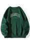 3 Thread Los Angeles California Thick Winter Sweatshirt - Nefti Green Printed Oversize Crew Neck