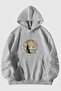 Starry Night Thick Winter Sweatshirt - Gray Printed Oversize Ribbon Pocket Hooded