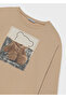 Beige Girls' Printed Long Sleeve T-Shirt 7001 - 4