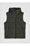 Khaki Regular Fit Hooded Men's Puffer Vest - 5