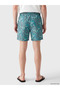 Turquoise Short Length Patterned Men's Swim Shorts - 4