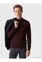 Özmarka New Season Burgundy Half Turtleneck Men's Knitwear Sweater