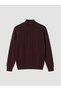 Özmarka New Season Burgundy Half Turtleneck Men's Knitwear Sweater - 5