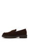 Women's Brown Suede Leather Masculine Loafer Af190003Ds - 3