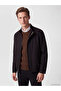 Brown Regular Fit Stand Collar Men's Jacket