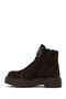 Women's Brown Zippered Stoned Thick Soled Suede Leather Boots Wf190026Ds - 3