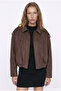 Apoletli Suede Bomber Jacket Brown