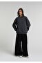 Relaxed Fit Round Neck Printed Women's Anthracite Sweatshirt - 3